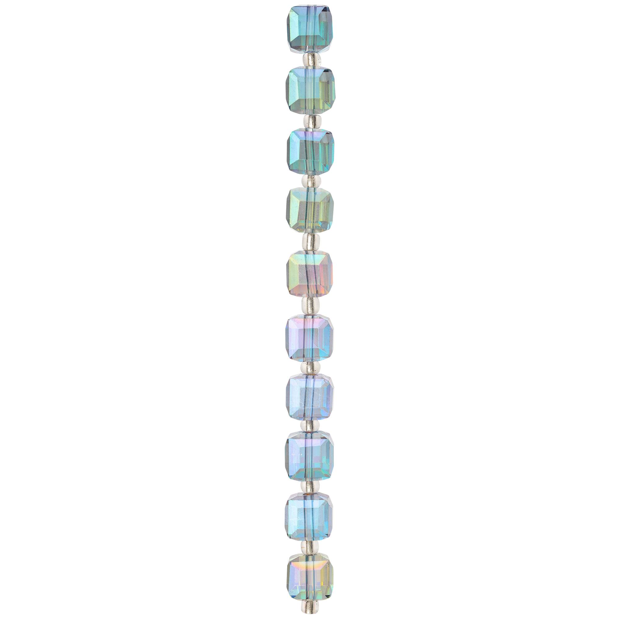 Green Faceted Glass Cube Beads, 10mm by Bead Landing™